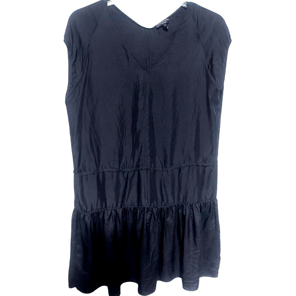 Rag & Bone 100% Silk Black Tiered‎ Dress Small Oversized Luxe Evening Party Glam